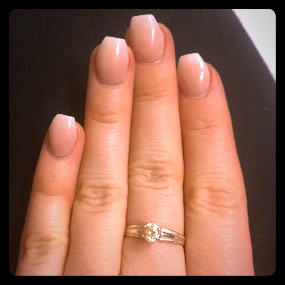 Sterling silver champagne crystal ring